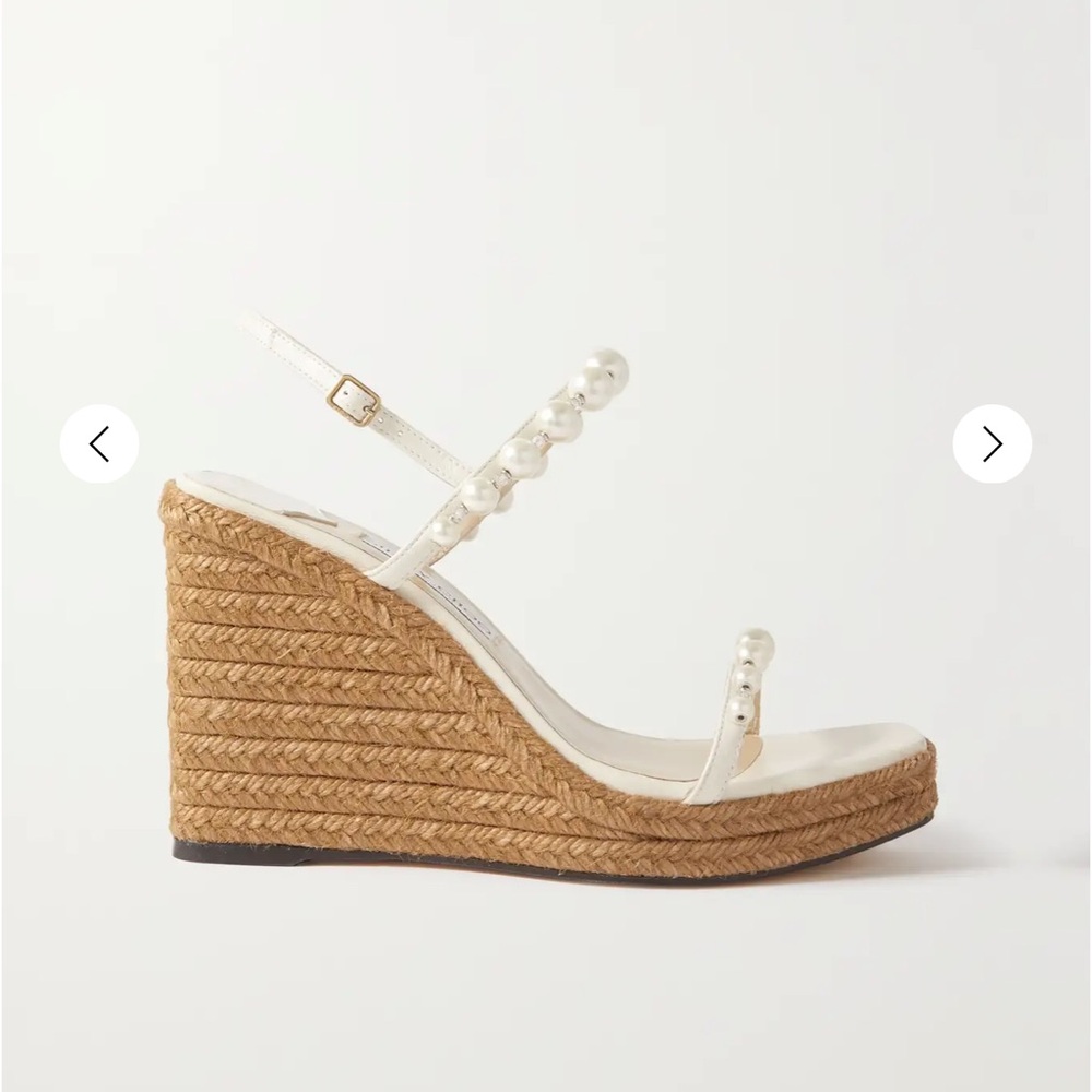 JIMMY CHOO
Amatuus 110 embellished leather espadrille wedge sandals